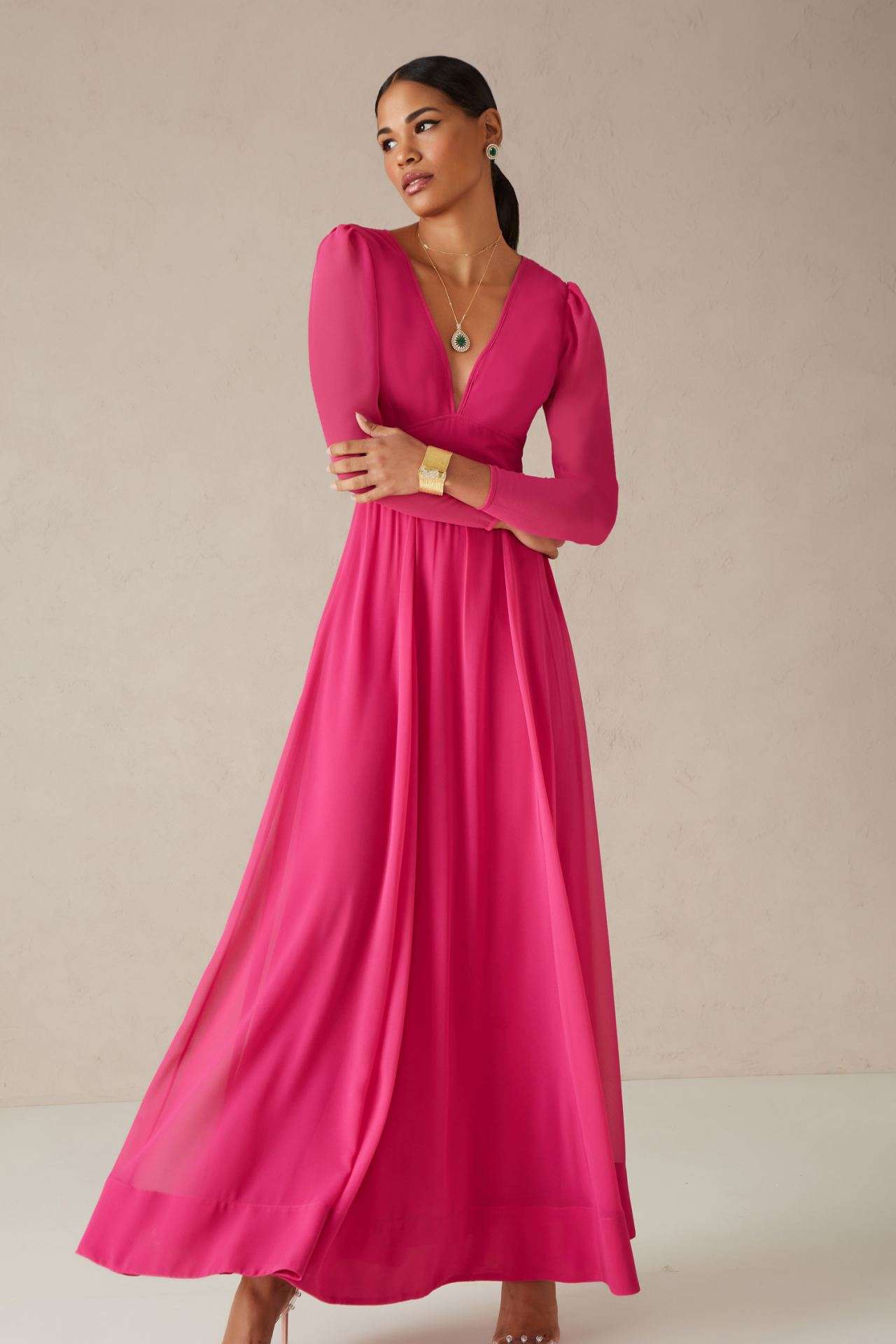 rosaazul_shop vestido longo decote v framboise